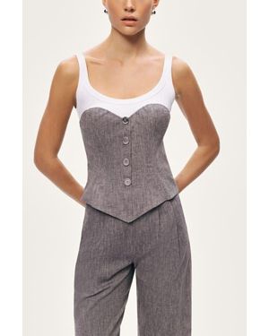 Nocturne Button-Front Tailored Blouse - Purple