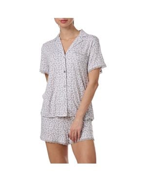 Splendid Notch Collar Short Pajamas - Gray