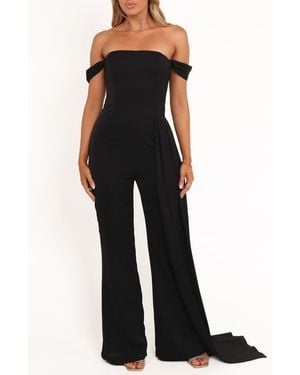 Petal & Pup Jenny Drape Off The Shoulder Jumpsuit - Black