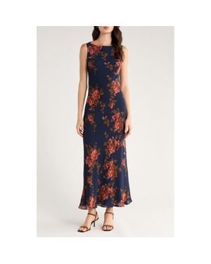 Reformation Prescott Floral Strapless Dress - Blue