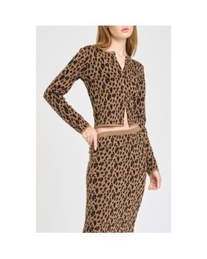 Wayf Willa Checked Cardigan - Brown
