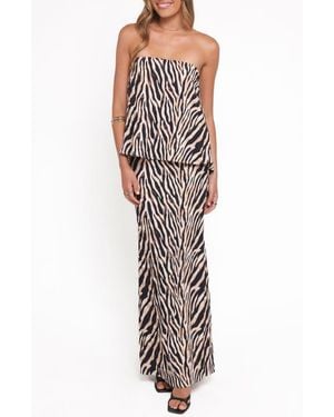 Petal & Pup Agnes Zebra Cotton & Linen Strapless Top & Maxi Skirt Set - Multicolor