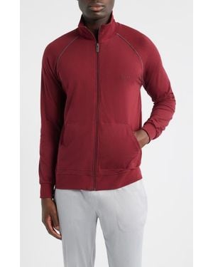 BOSS Mix Match Stretch Cotton Lounge Jacket - Red