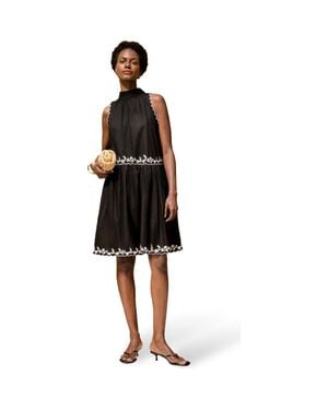 Ro&zo Embroidered Scallop Short Dress - Black
