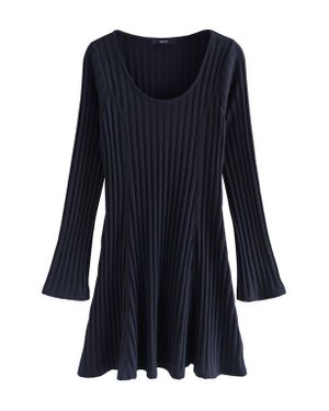 Next Long Sleeve Rib Minidress - Blue