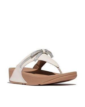 Fitflop Lulu Glitz Bow Leather Toe Post Sandals - Brown