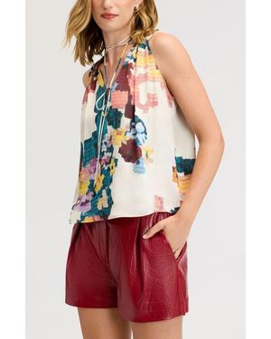 Sam Edelman Floral Tie Front Blouse - Red