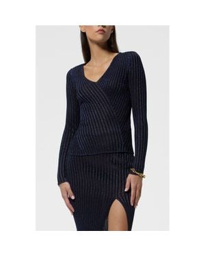 Missoni Ribbed V-Neck Sweater - Blue