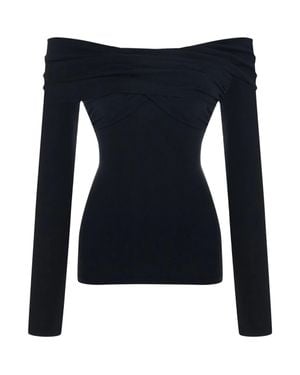 Pcfg The Party Edit Rib Draped Long Sleeve Top - Blue