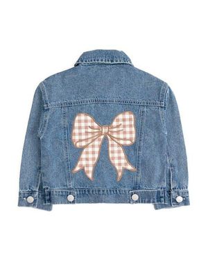 Sweet Wink Gingham Bow Patch Jacket - Blue
