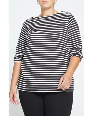 UNIVERSAL STANDARD Belle Breton Stripe Top - Black