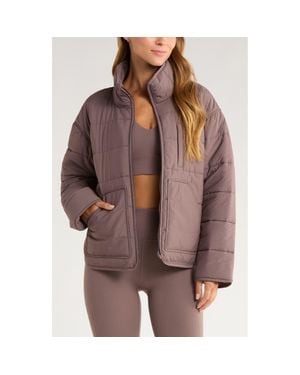 Zella Quilted Packable Jacket - Brown