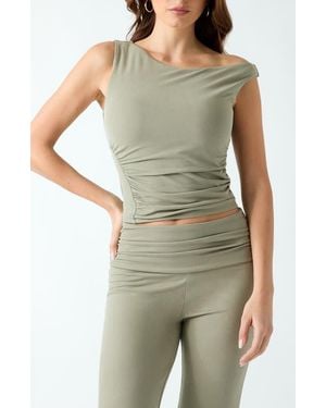Guess Iliana One-Shoulder Shirred Top - Green