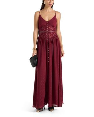 Manière De Voir Rosie Lace Corset Maxi Dress - Red