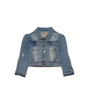 Worthy Threads Kids Puff Sleeve Denim Jacket - Blue