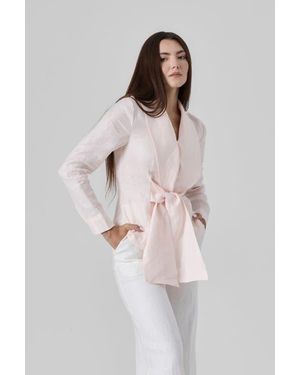 Le Fafo Linen Waist Tie Shirt - Pink