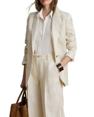 Ralph Lauren Stripe Linen Pants - Natural