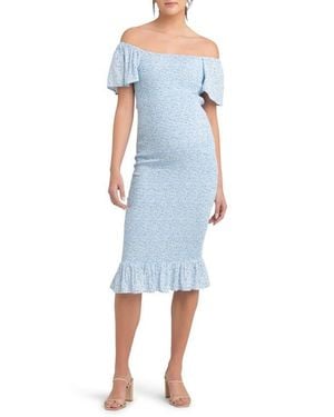 Ripe Maternity Selma Shirred Fitted Midi Dress - Blue