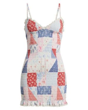 LoveShackFancy Solier Patchwork Cotton Minidress - Red