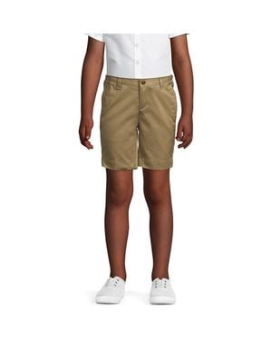 Lands' End Little Girls Slim Plain Front Blend Chino Shorts - Natural