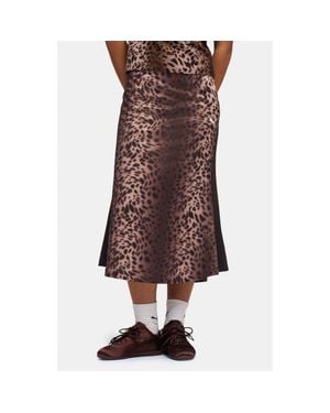 PUMA Leopard Print Bias Cut Skirt - Brown