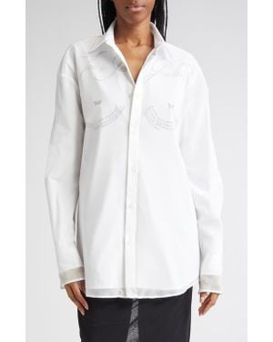 Jean Paul Gaultier The Tattoo Poem Mixed Media Button-Up Shirt - White