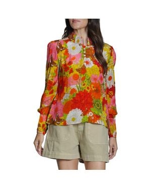 Apny Print High Neck Shirt - Red