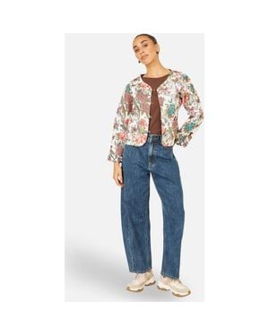 Yumi' Print Reversible Cotton Quilted Jacket - Blue