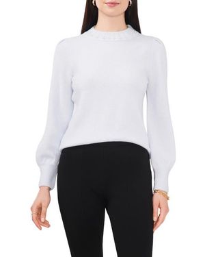 Chaus Imitation Pearl Collar Sweater - White