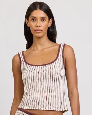 Onia Crochet Knit Square Neck Tank - Multicolor