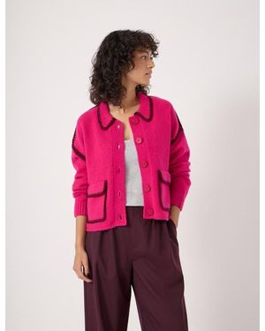 Hush Wool Blend Whipstitch Trim Shirt Jacket - Pink
