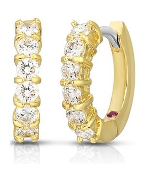 Roberto Coin Perfect Diamond Hoop Earrings - Metallic