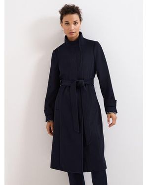 Phase Eight Belted Funnel Collar Coat - Blue