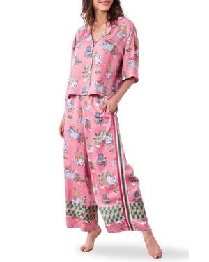 Printfresh Cosmic Satin Pajamas - Pink