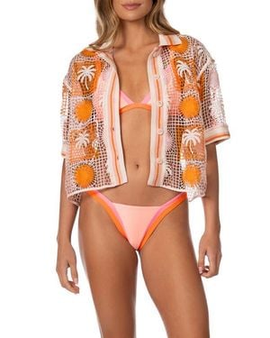 Maaji Sunny Whisper Solene Net Fabric Cover-Up Shirt - Orange