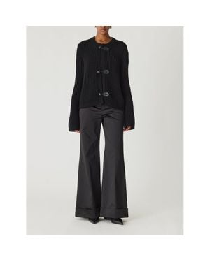 Rebecca Taylor Novlety Wool Toggle Cardi - Black