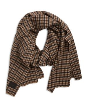 Vince Double Face Check Wool & Cashmere Scarf - Brown