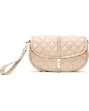 MZ Wallace Small Astor Convertible Quilted Leather Crossbody Clutch - Natural