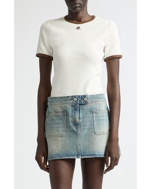 Courreges Contrast Trim Logo T-Shirt - White