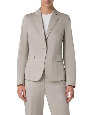 Akris Punto One-Button Stretch Cotton Jacket - Gray
