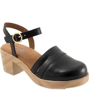 Softwalk Fillmore Ankle Strap Platform Clog - Black