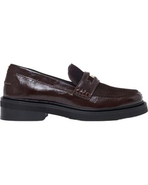 Maje Leather And Suede Loafers - Blue