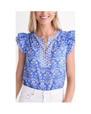 Vineyard Vines Adare Cotton Blend Dobby Top - Blue