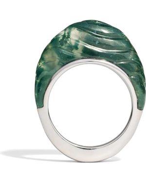 Awe Inspired Terra Futura Carved Wave Ring - Green