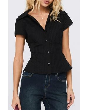 Princess Polly Akiyo Front Button Top - Black