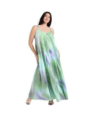June + Vie Sequin Swing Maxi Dress - Green