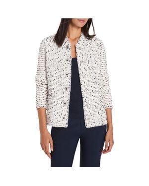 NIC+ZOE Military Weave Fringe Knit Jacket - White