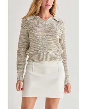 Crescent Marled Polo Sweater - Natural