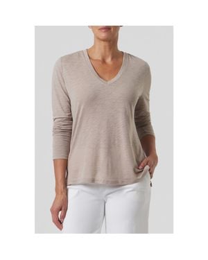 Franne Golde Slub Jersey Long Sleeve Tee - Gray