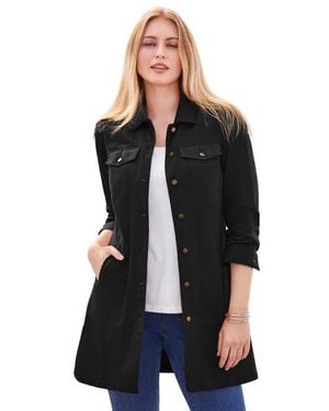 Jessica London Long Denim Jacket - Black